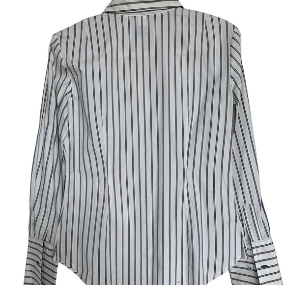 Moda International Black White Stripe Shirt in Size Small Office - Picture 2 of 4